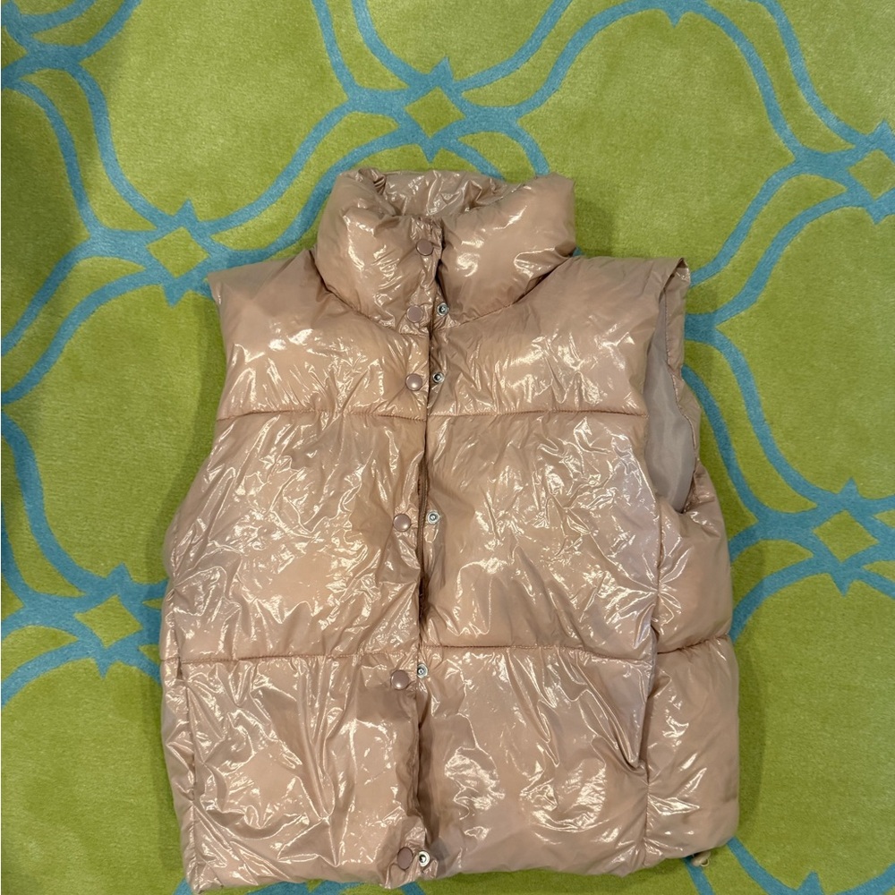 Deluc Shiny Beige Puffer Vest